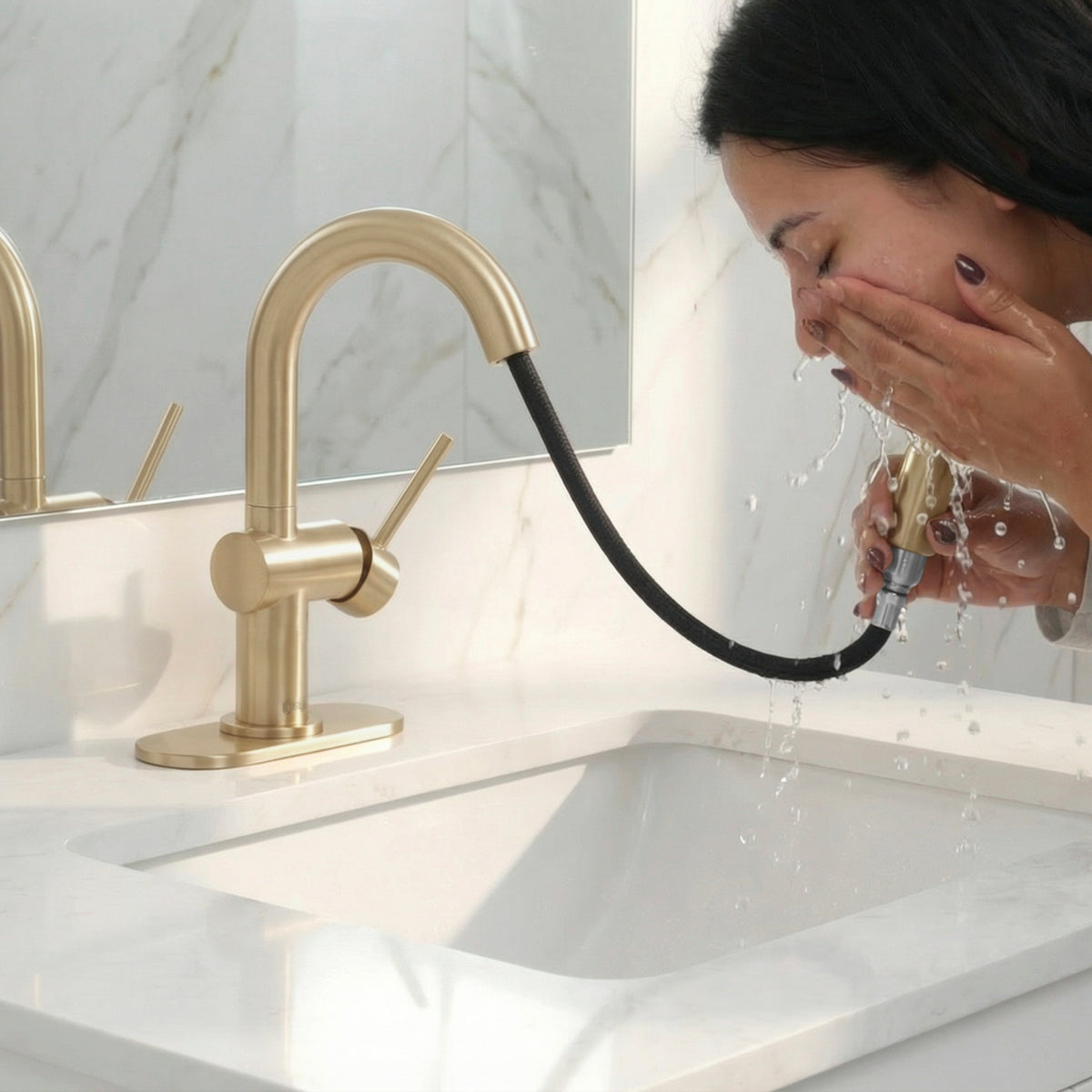 Stylish Aleen Bathroom Faucet Single Handle Brushed Gold B-114G