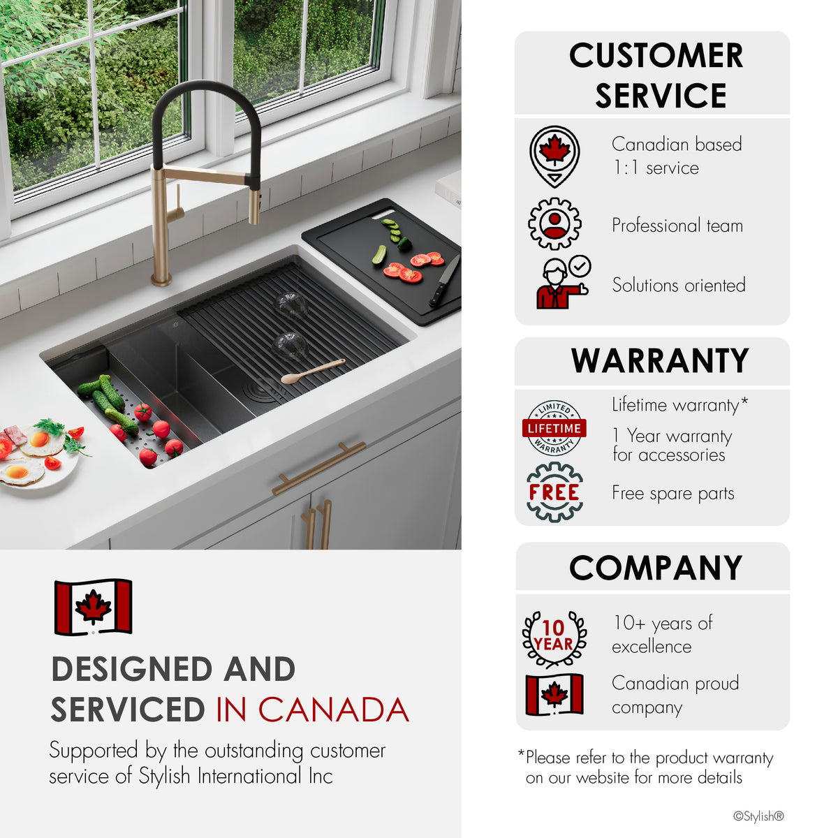 Stylish Onyxo 32" Workstation 50/50 Double Bowl Undermount 16 Gauge Dura-Tek Kitchen Sink with Black Accessories Included S-732WNK