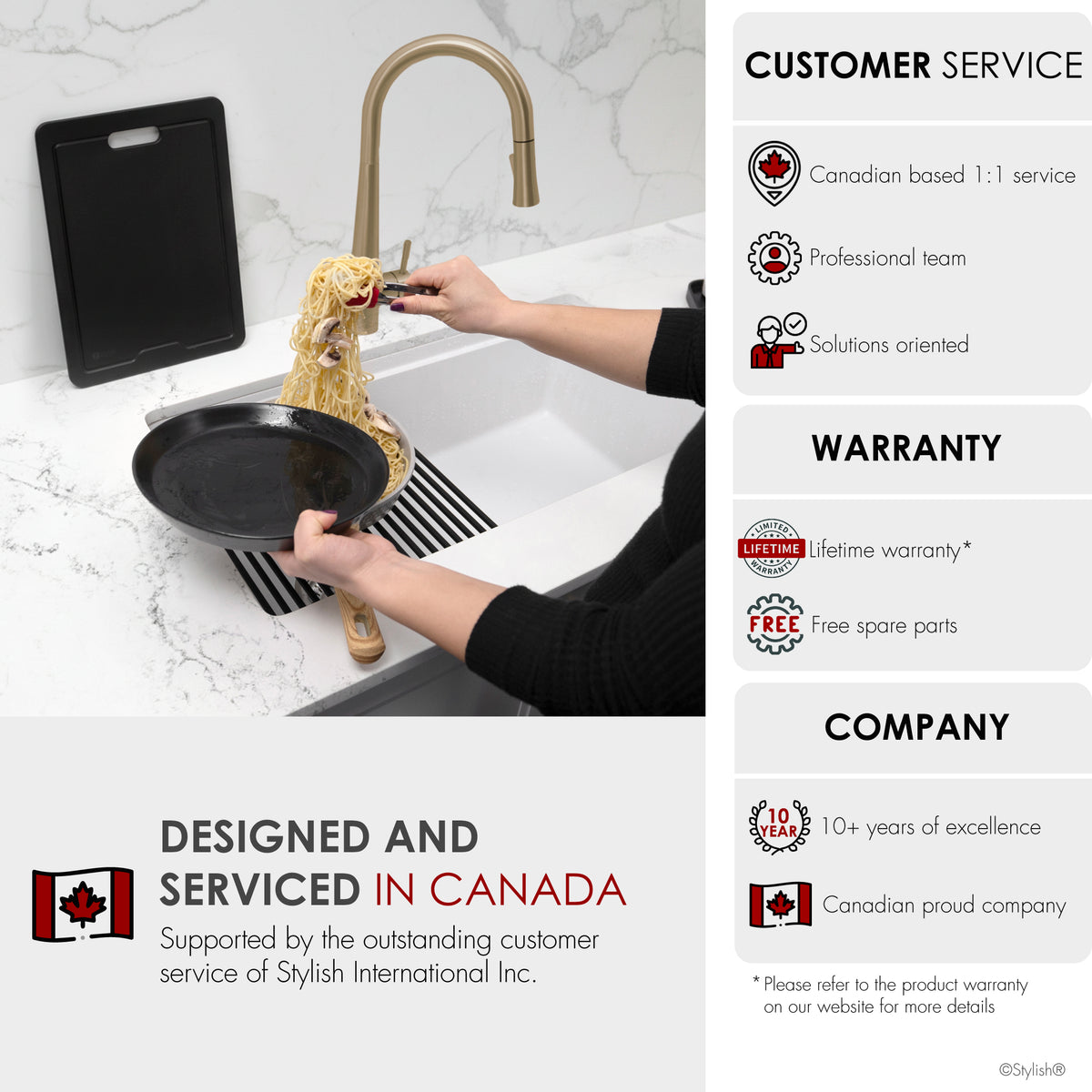 Stylish Canmore 32" Dual Mount Workstation Single Bowl White Composite Granite Kitchen Sink with Built in Accessories S-832WHK