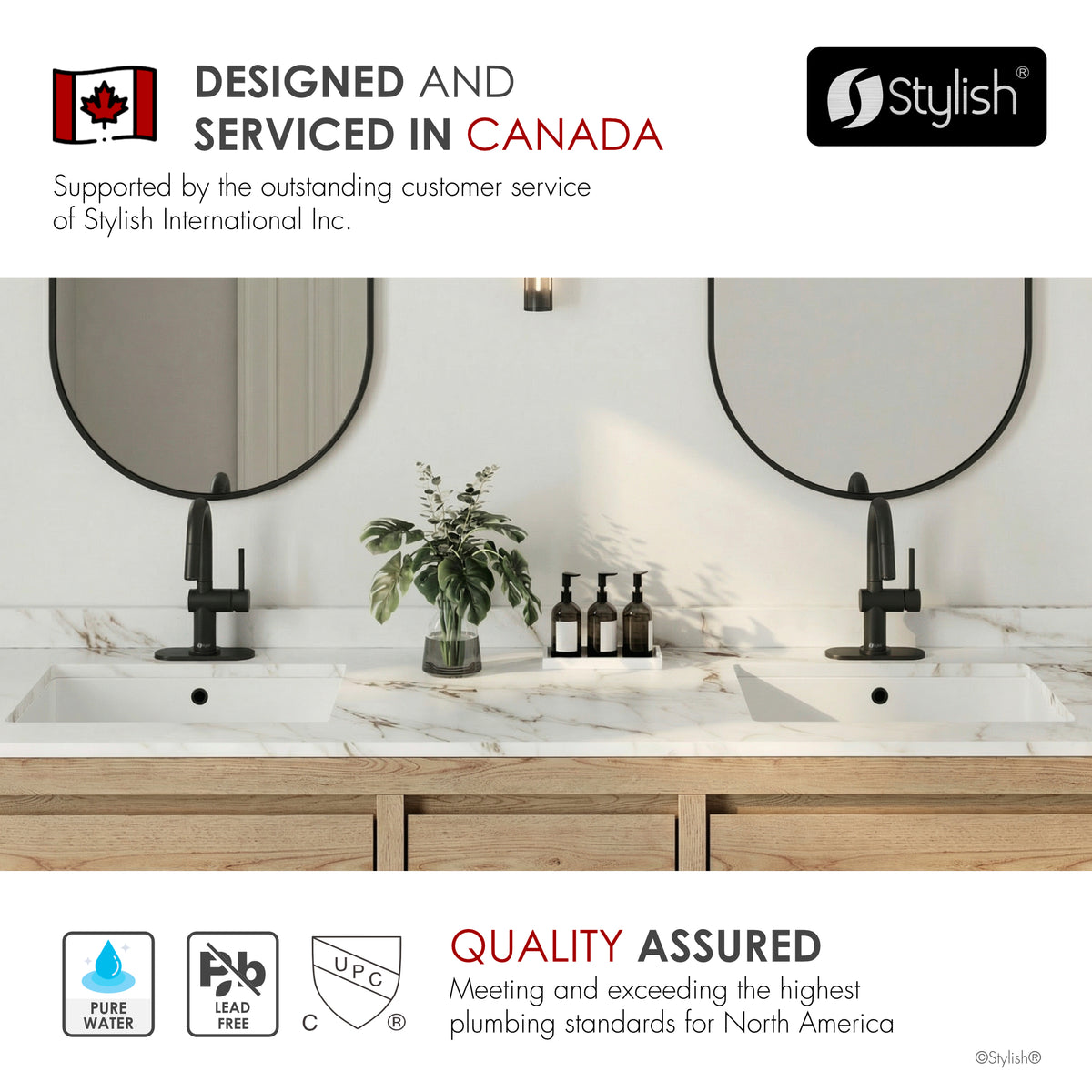 Stylish Aleen Bathroom Faucet Single Handle Matte Black B-114N