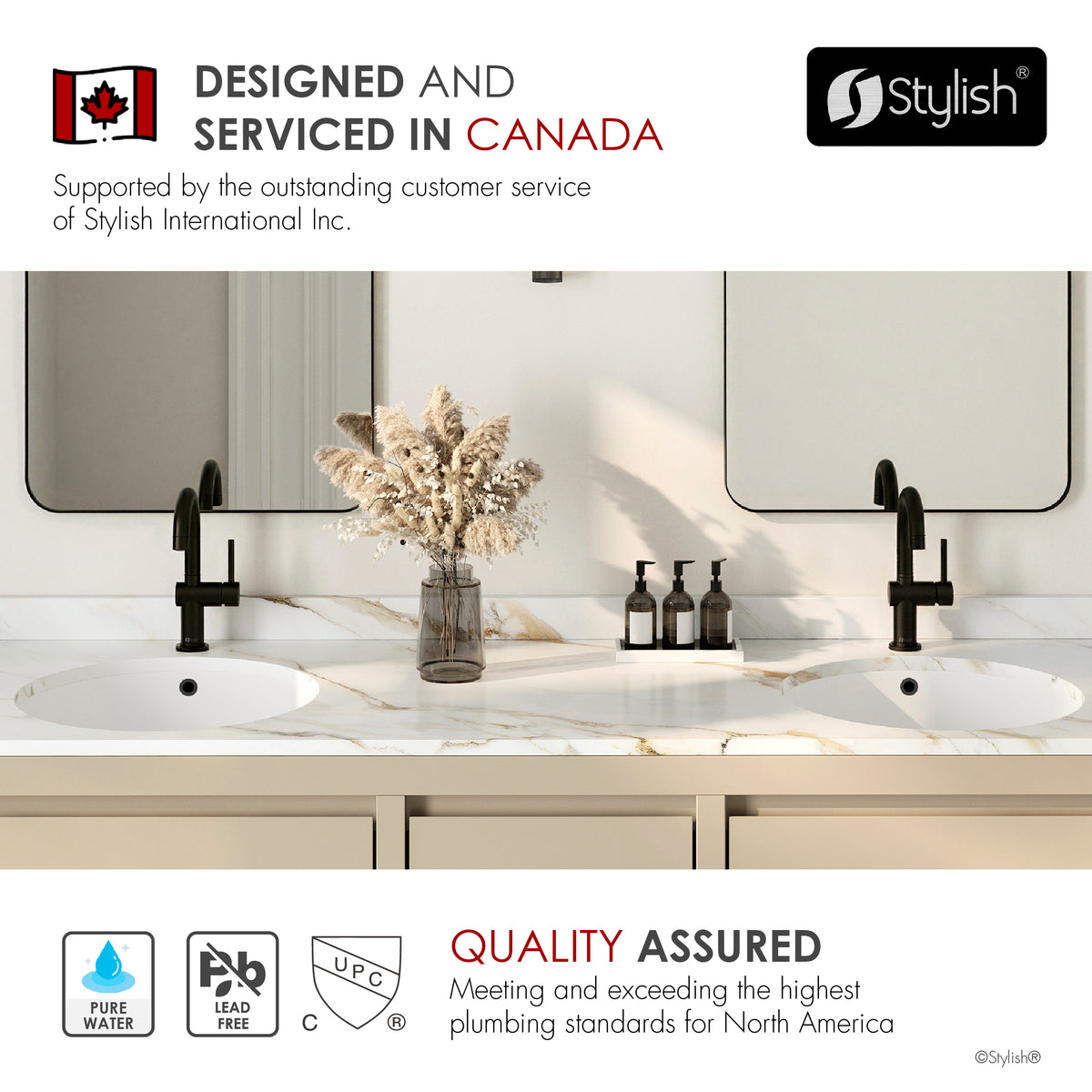 Stylish Alida Bathroom Faucet Single Handle Matte Black B-113N