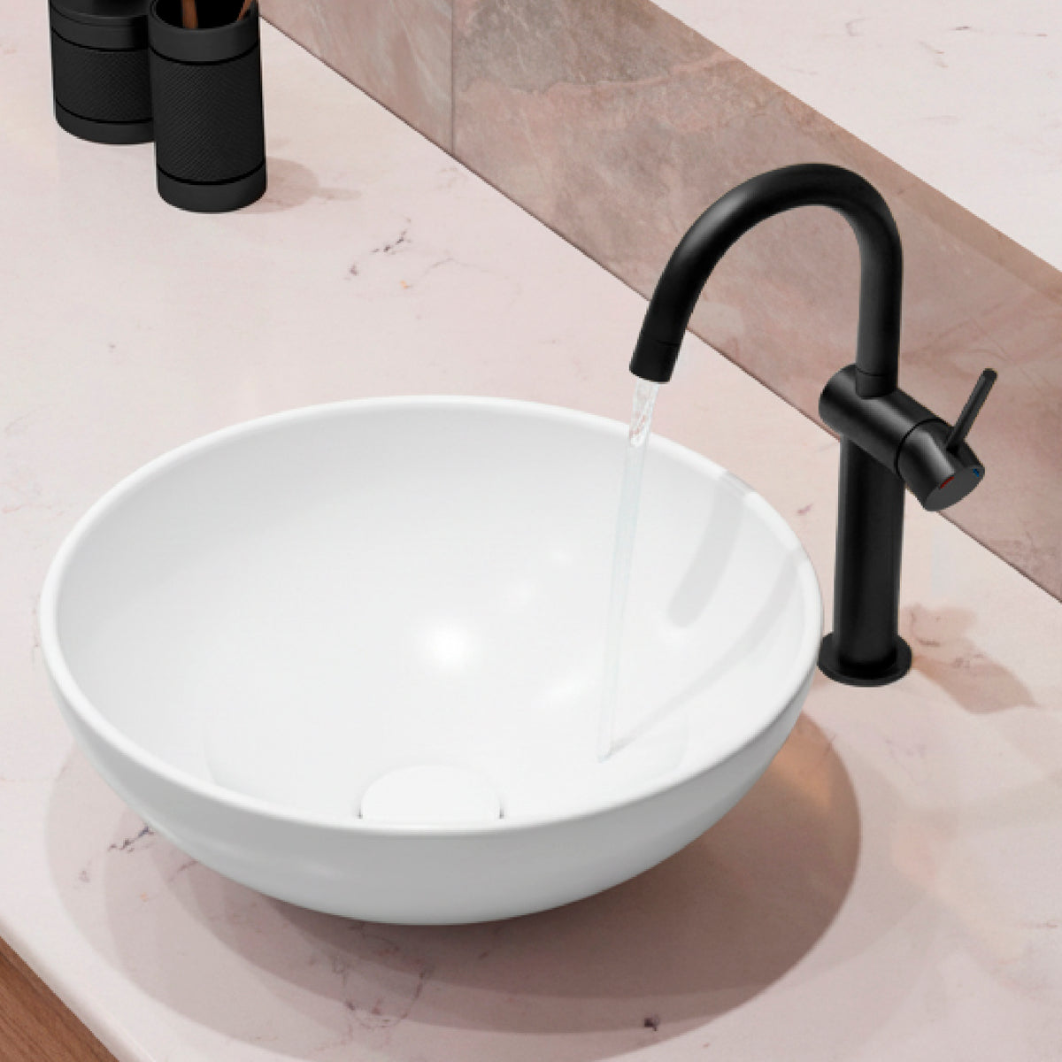 Stylish Cielo Bathroom Faucet Single Handle Matte Black B-124N