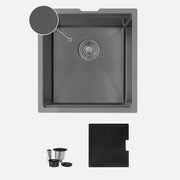 Stylish Onyxo 18" Workstation Single Bowl Undermount 16 Gauge Dura-Tek Kitchen Sink with Black Cutting Board Included S-718WNK