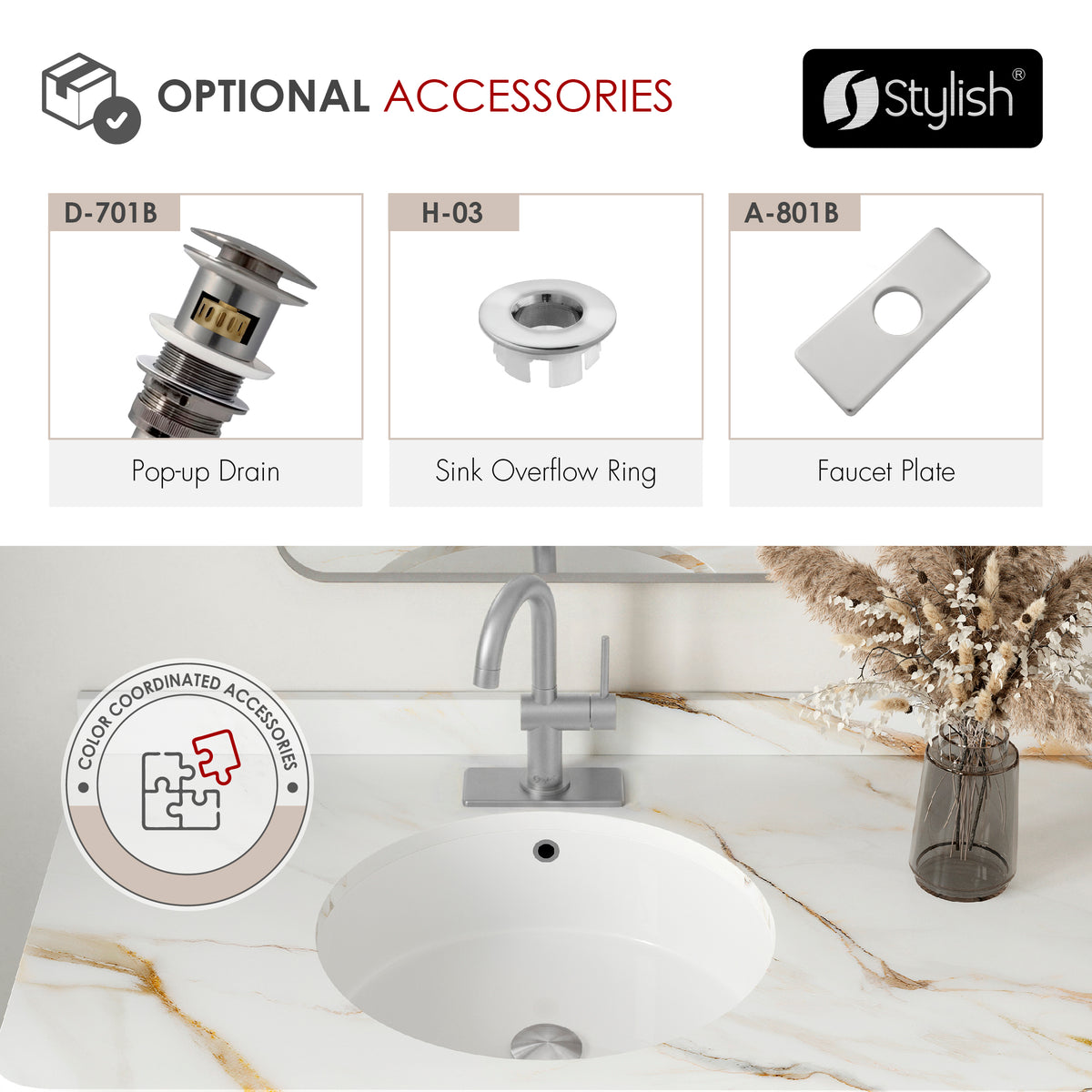 Stylish Alida Bathroom Faucet Single Handle Stainless Steel B-113S