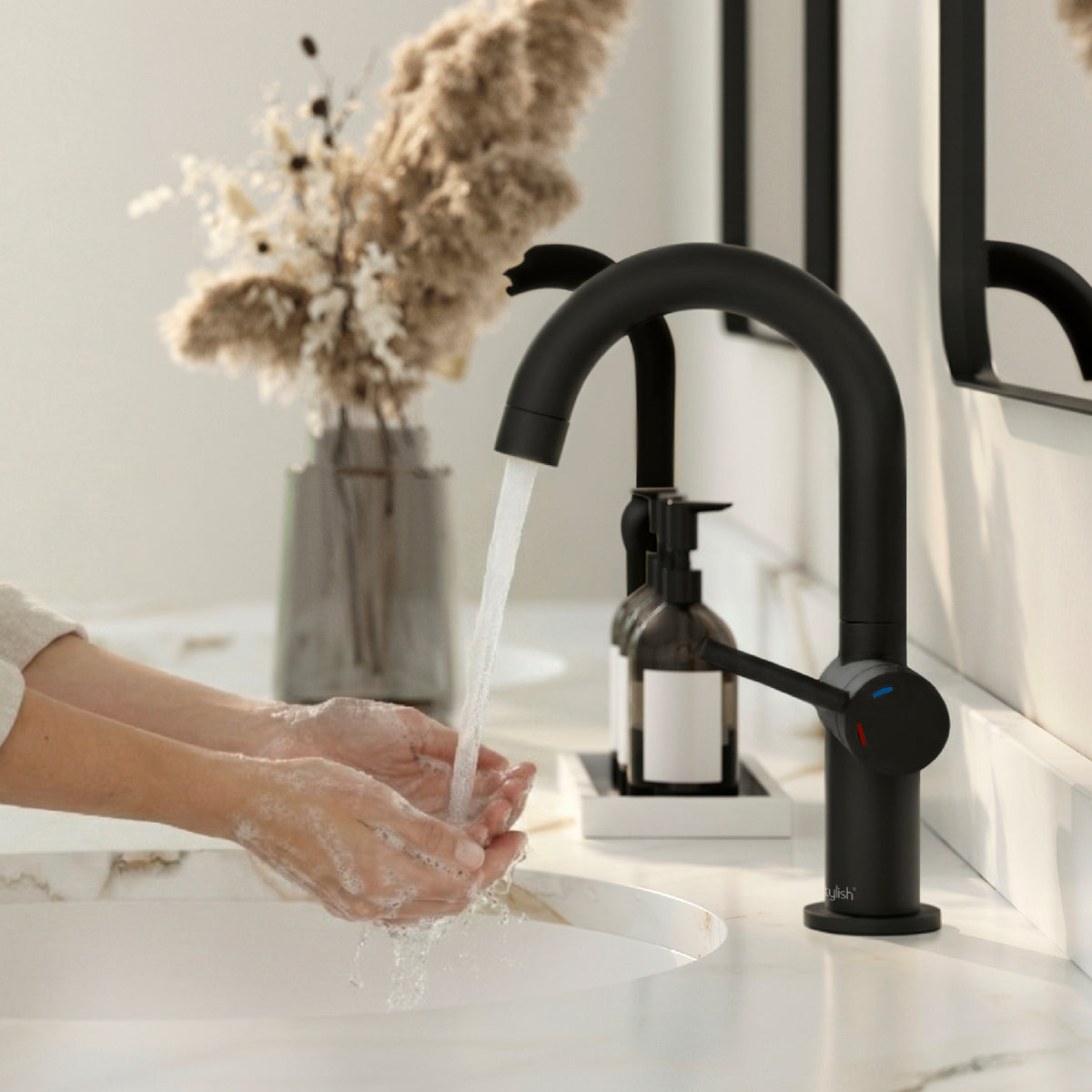 Stylish Alida Bathroom Faucet Single Handle Matte Black B-113N