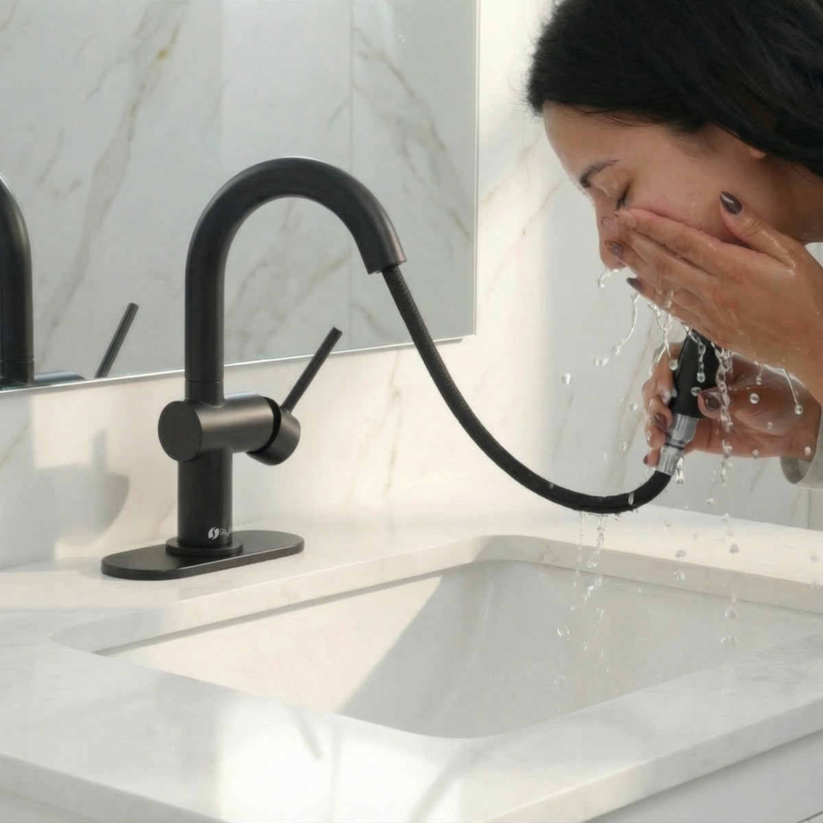 Stylish Aleen Bathroom Faucet Single Handle Matte Black B-114N