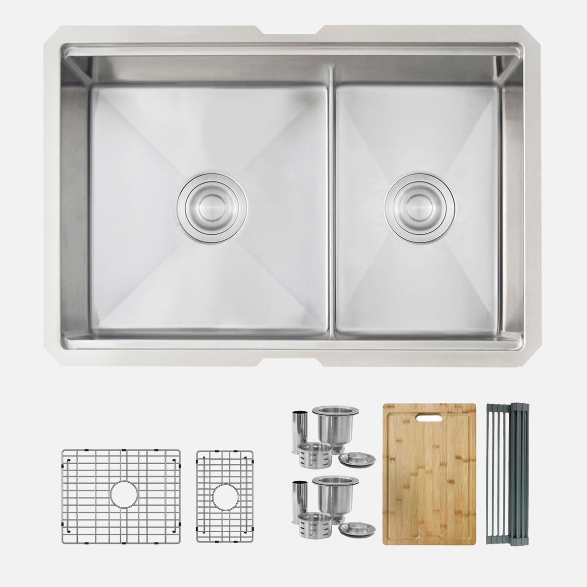 Stylish Versa 25" Workstation 60/40 Double Bowl Undermount 16 Gauge Stainless Steel Kitchen Sink with Accessories Included S-625W