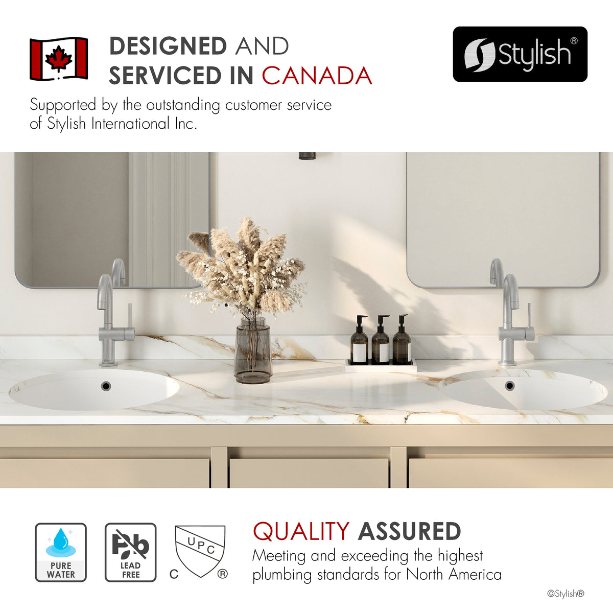 Stylish Alida Bathroom Faucet Single Handle Stainless Steel B-113S