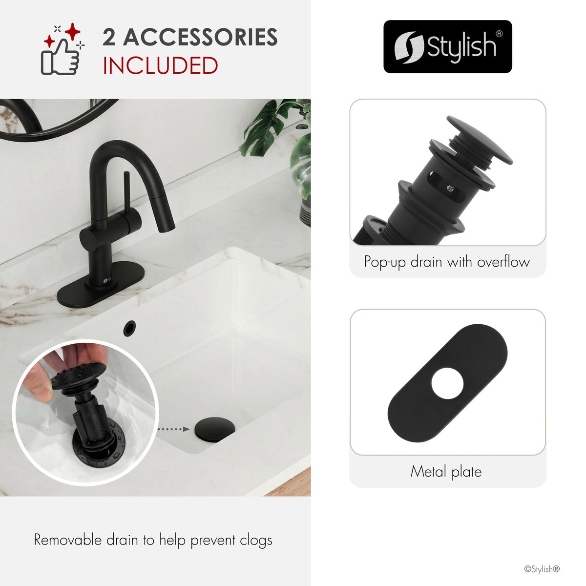 Stylish Aleen Bathroom Faucet Single Handle Matte Black B-114N