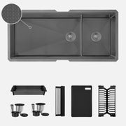 Stylish Onyxo 42" Workstation 70/30 Double Bowl Undermount 16 Gauge Dura-Tek Kitchen Sink with Black Accessories Included S-742WNK