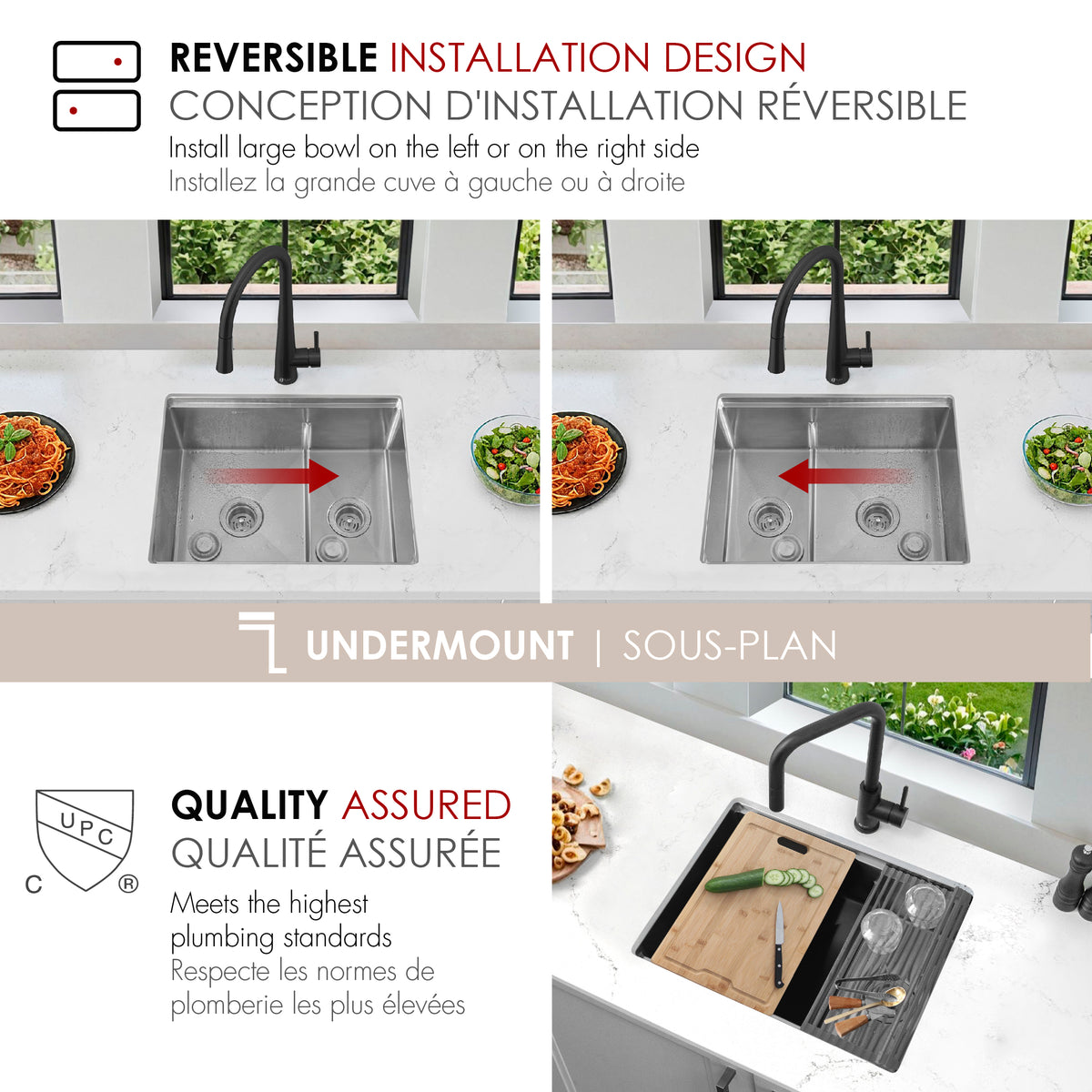 Stylish Versa 25" Workstation 60/40 Double Bowl Undermount 16 Gauge Stainless Steel Kitchen Sink with Accessories Included S-625W