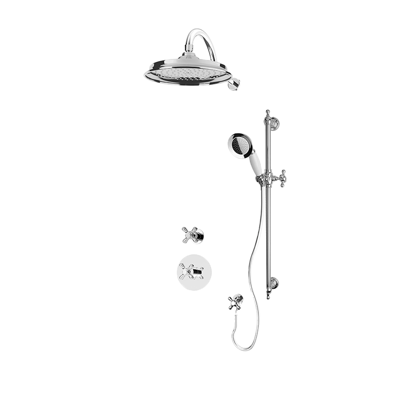 Rubi Jade 3/4" Thermostatic Shower Set with 9" Antique Shower Head and 16" Horizontal Antique Arm Chrome RJA1B10-13N-CC