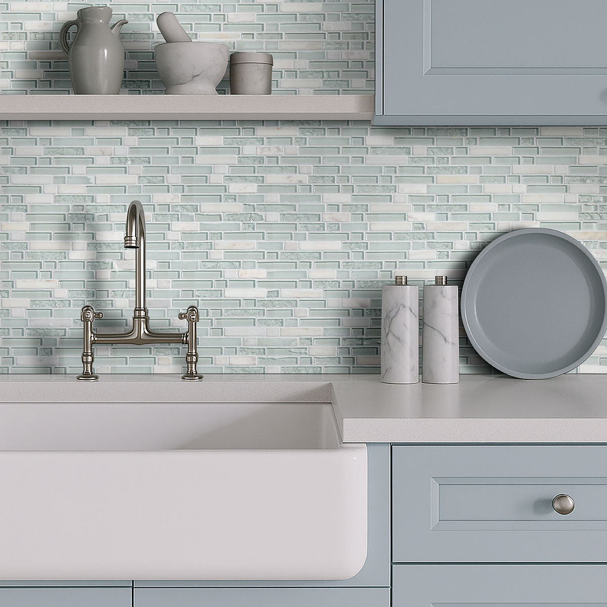 MSI Delano Blanco Glass mosaic (SMOT-SGLS-DELBLA6MM) – MSI room scene (kitchen)