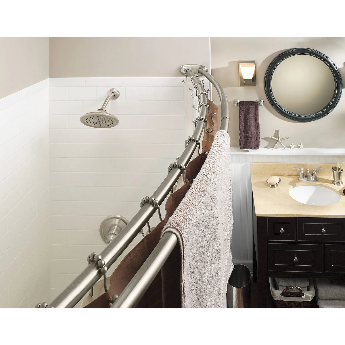 Moen Adjustable Double Curved Shower Rod DN2141 in Brushed Nickel (DN2141BN) - view 5