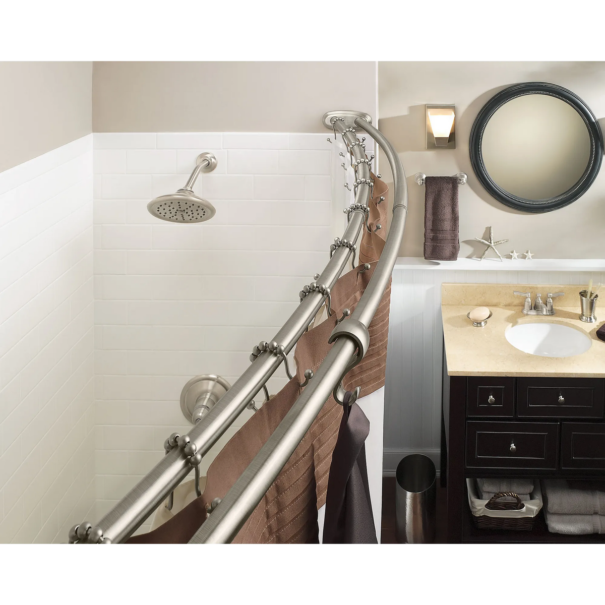 Moen Adjustable Double Curved Shower Rod DN2141 in Brushed Nickel (DN2141BN) - view 4