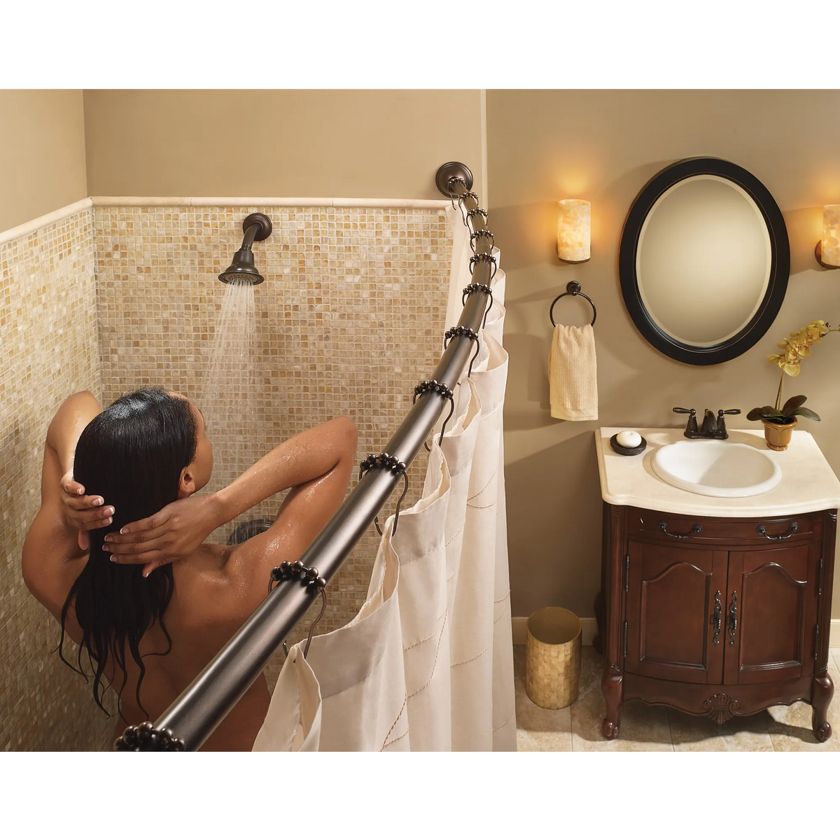 Moen Adjustable Curved Shower Rod CSR2160 in Old World Bronze (CSR2160OWB) - view 3