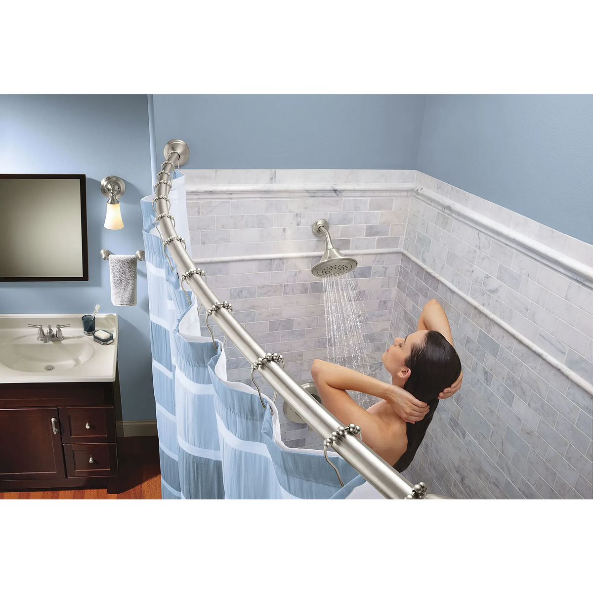 Moen Tension Curved Shower Rod DN2170 in Brushed Nickel (DN2170BN) - view 5