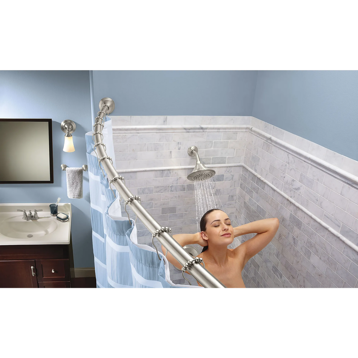 Moen Tension Curved Shower Rod DN2170 in Brushed Nickel (DN2170BN) - view 4