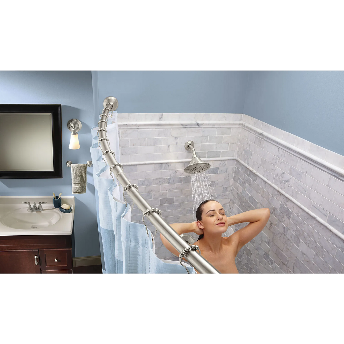 Moen Curved Tension Shower Rod DN2171 in Brushed Nickel (DN2171BN) - view 4