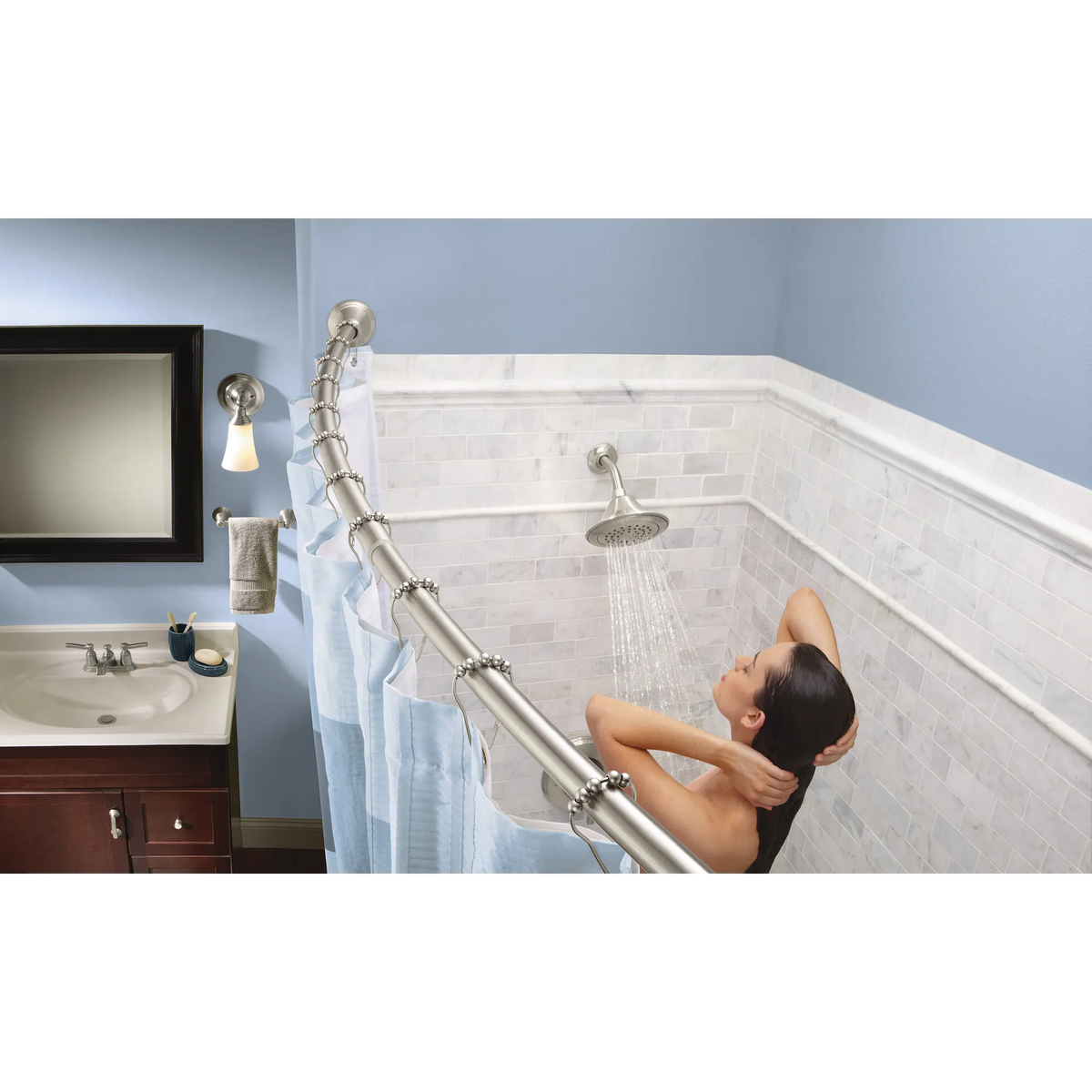 Moen Curved Tension Shower Rod DN2171 in Brushed Nickel (DN2171BN) - view 2