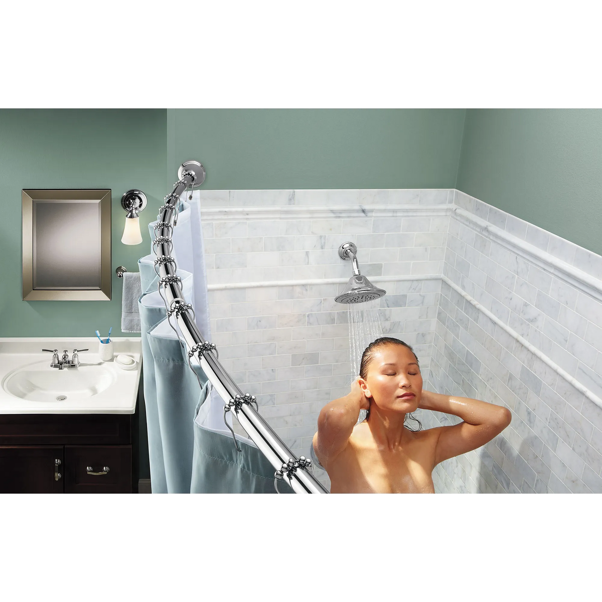 Moen Curved Tension Shower Rod DN2171 in Chrome (DN2171CH) - view 4