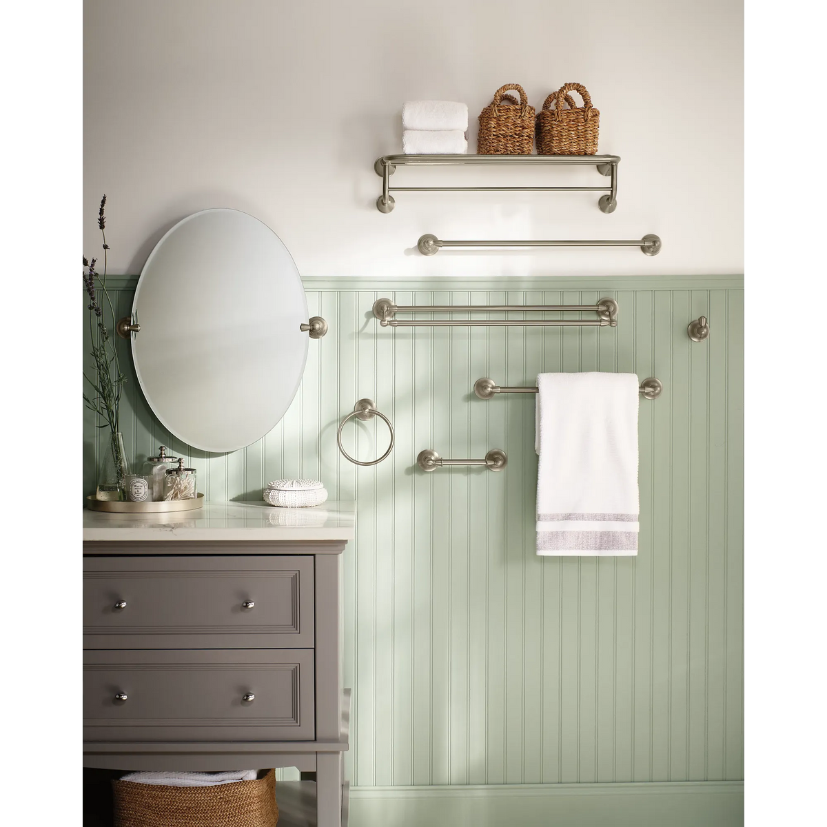 Moen Sage 24" Double Towel Bar DN6822 in Brushed Nickel (DN6822BN) - view 5