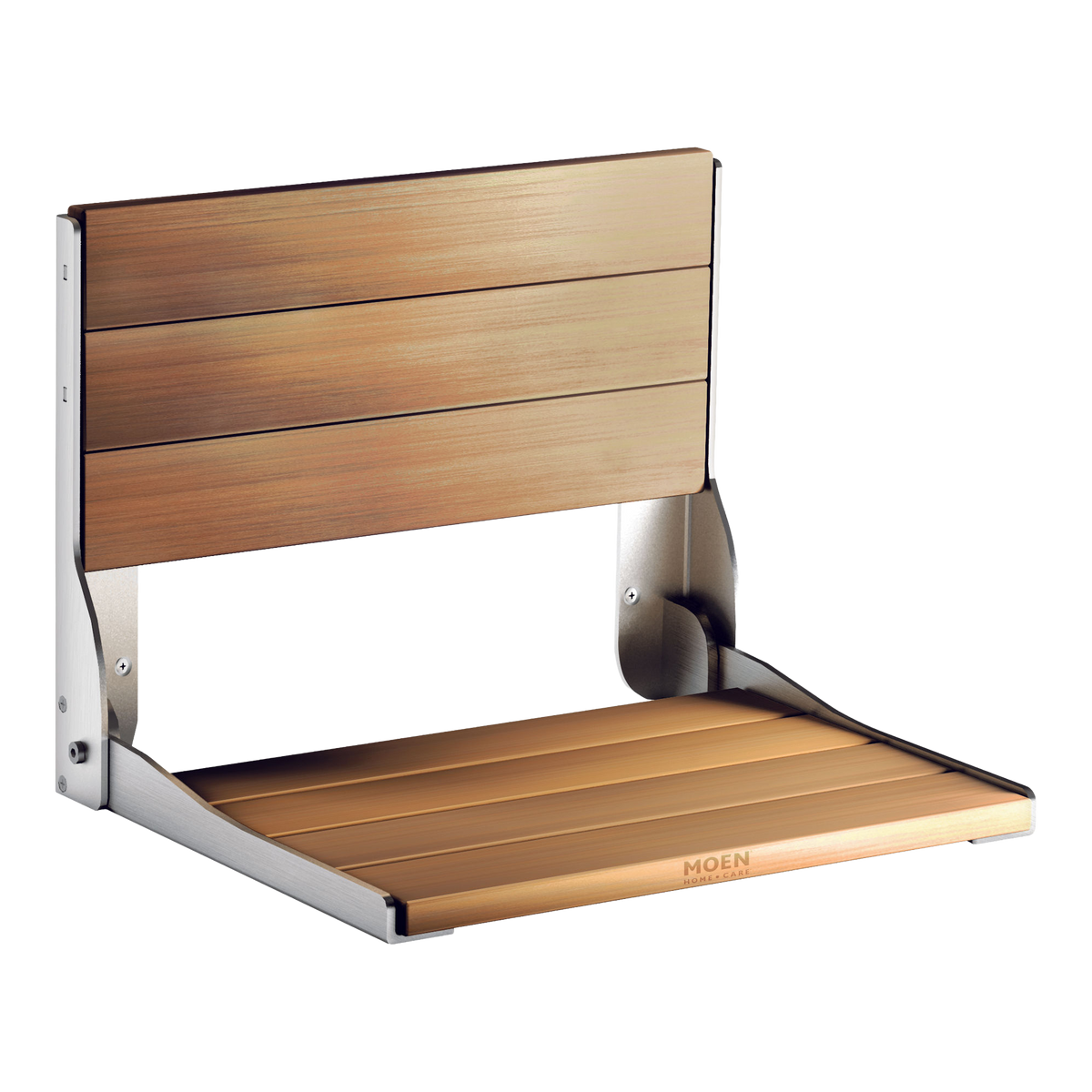 Moen Home Care Stainless and Teak Folding Shower Seat DN7110 in Natural Wood (DN7110)