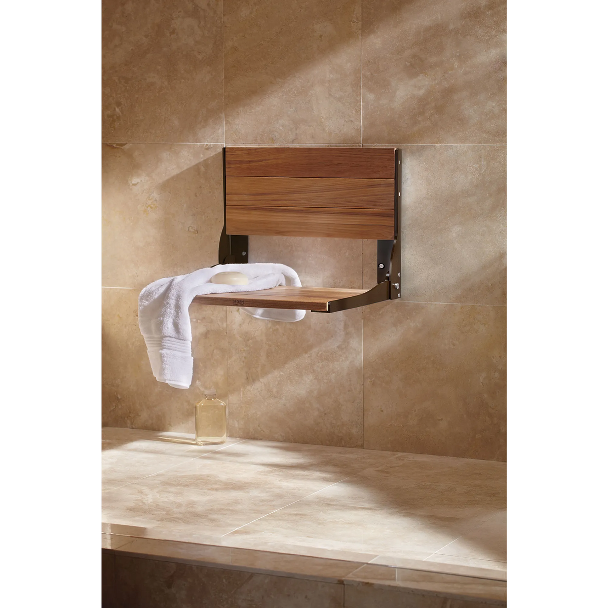 Moen Home Care Stainless and Teak Folding Shower Seat DN7110 in Old World Bronze (DN7110OWB) - view 3