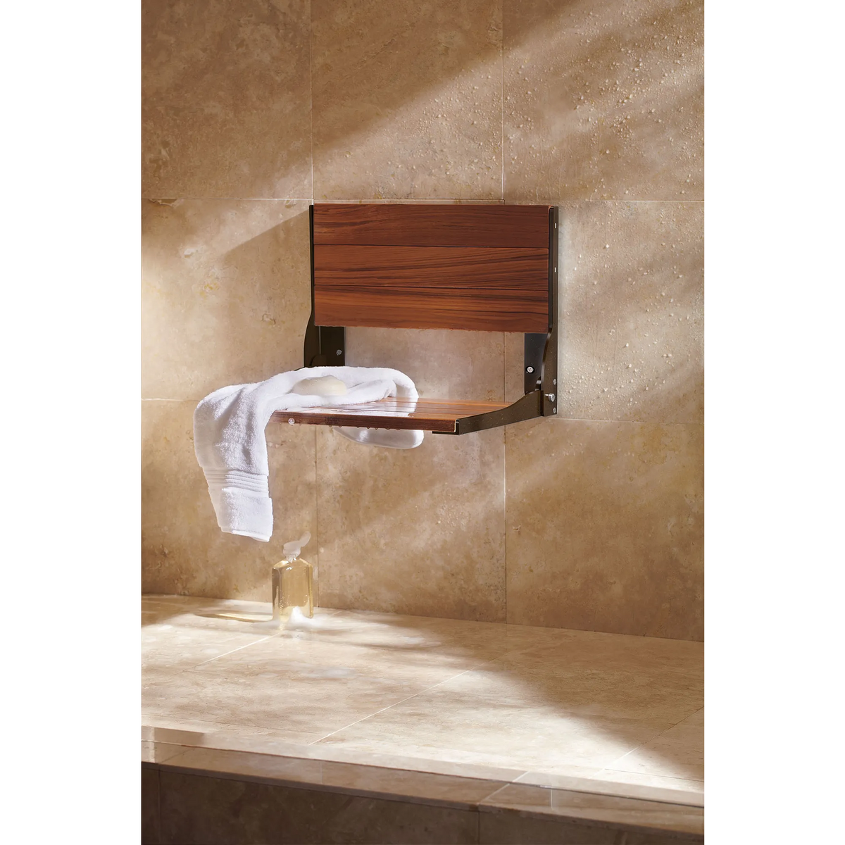 Moen Home Care Stainless and Teak Folding Shower Seat DN7110 in Old World Bronze (DN7110OWB) - view 2