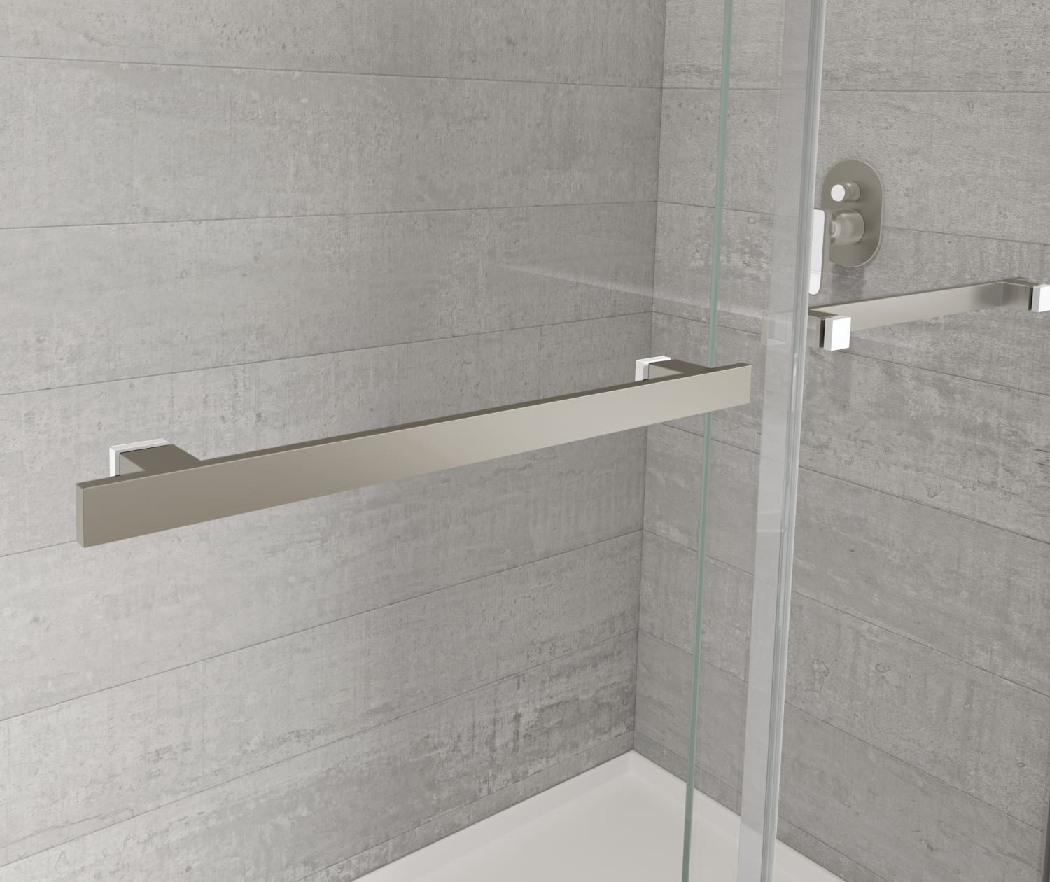 Duel Alto 44-47 X 78 in. 8mm Bypass Shower Door for Alcove Installation with GlassShield® glass in Brushed Nickel & Matte White - Plumbing Market