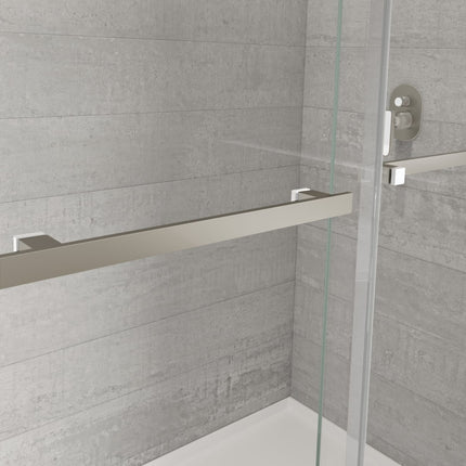 Duel Alto 44-47 X 78 in. 8mm Bypass Shower Door for Alcove Installation with GlassShield® glass in Brushed Nickel & Matte White - Plumbing Market