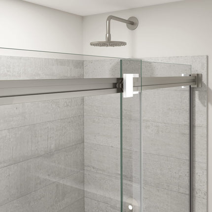Duel Alto 44-47 X 78 in. 8mm Bypass Shower Door for Alcove Installation with GlassShield® glass in Brushed Nickel & Matte White - Plumbing Market