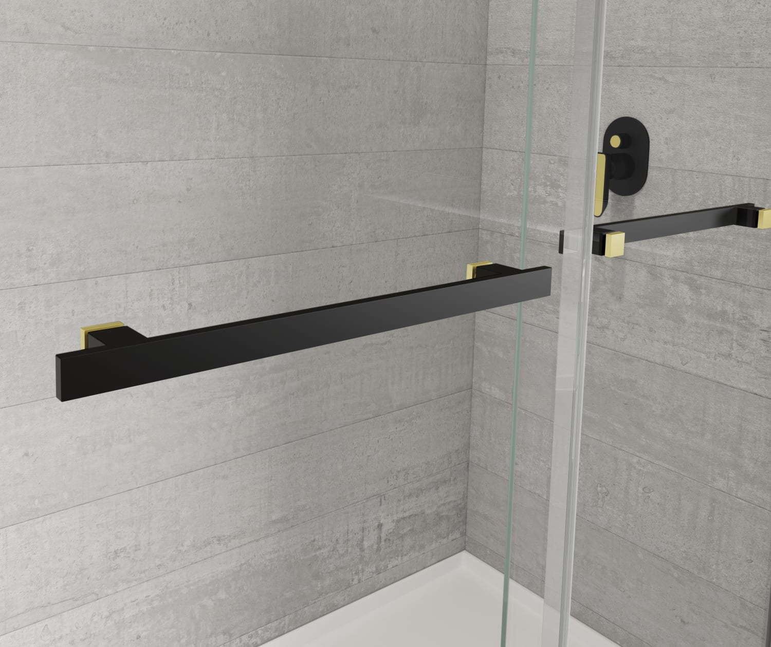 Duel Alto 44-47 X 78 in. 8mm Bypass Shower Door for Alcove Installation with GlassShield® glass in Matte Black & Brushed Gold - Plumbing Market