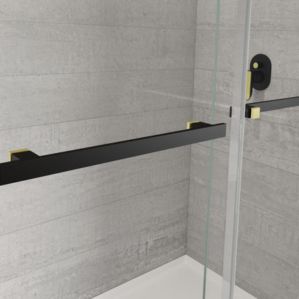 Duel Alto 44-47 X 78 in. 8mm Bypass Shower Door for Alcove Installation with GlassShield® glass in Matte Black & Brushed Gold - Plumbing Market