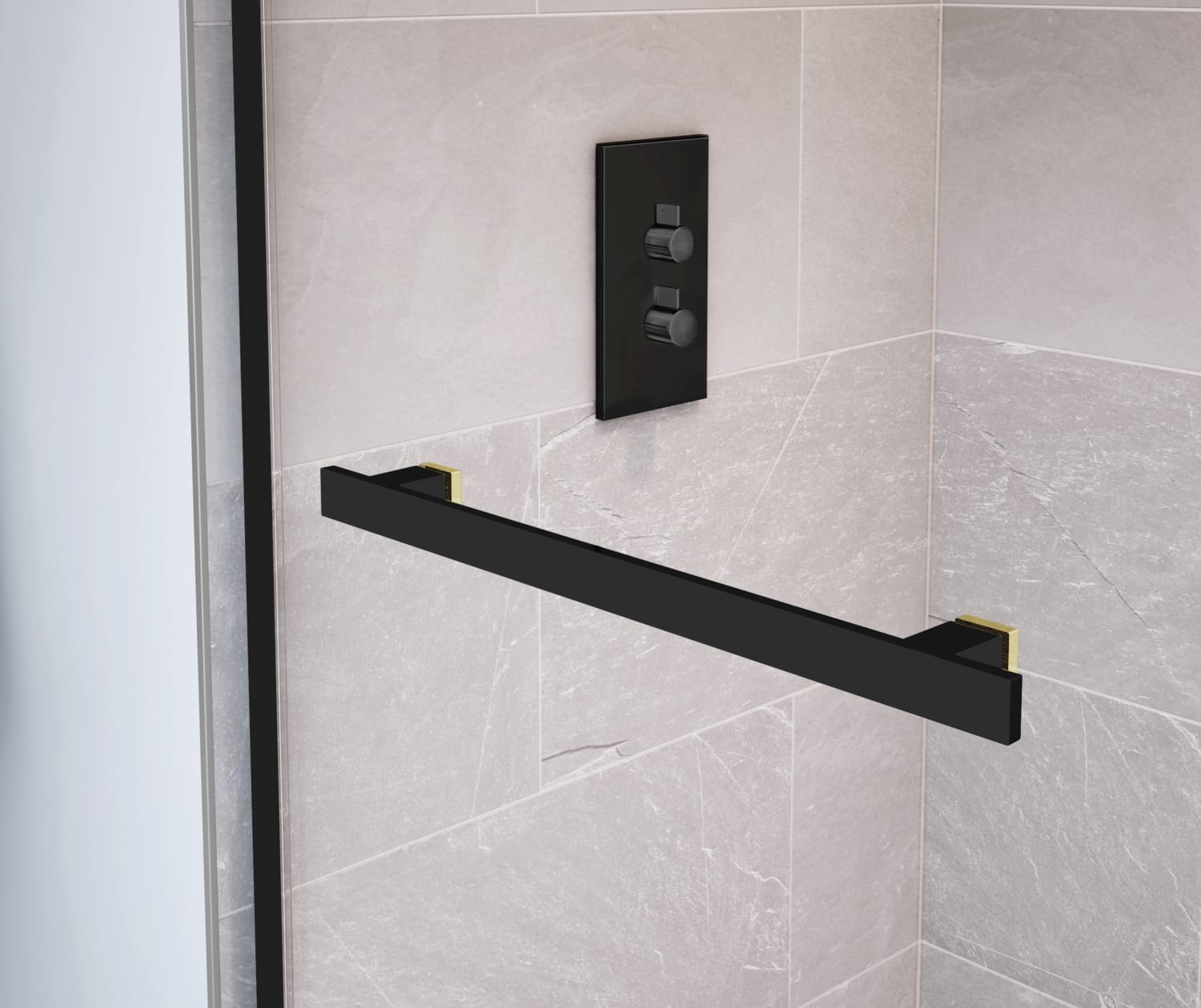 Duel 56-59 x 55 ½ x 59 in. 8 mm Bypass Tub Door for Alcove Installation with Clear glass in Matte Black & Brushed Gold - Plumbing Market