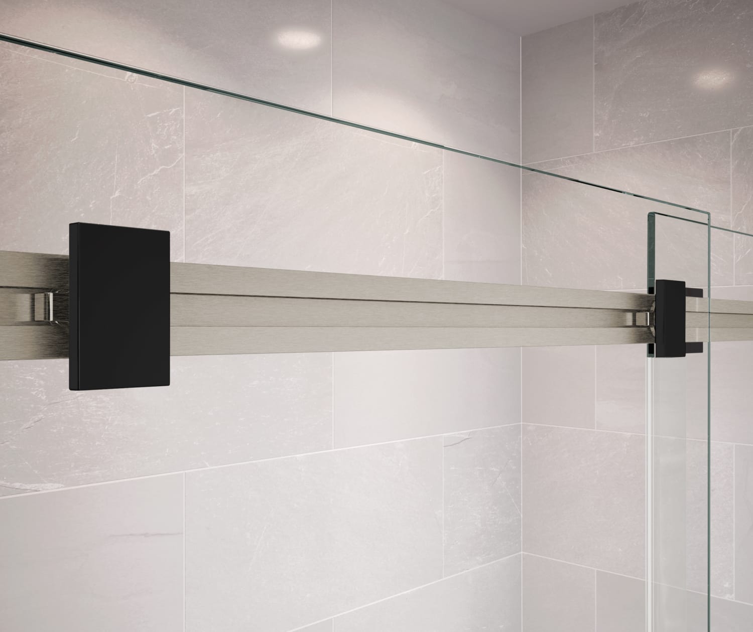 Duel 56-59 x 55 ½ x 59 in. 8 mm Bypass Tub Door for Alcove Installation with Clear glass in Brushed Nickel & Matte Black - Plumbing Market