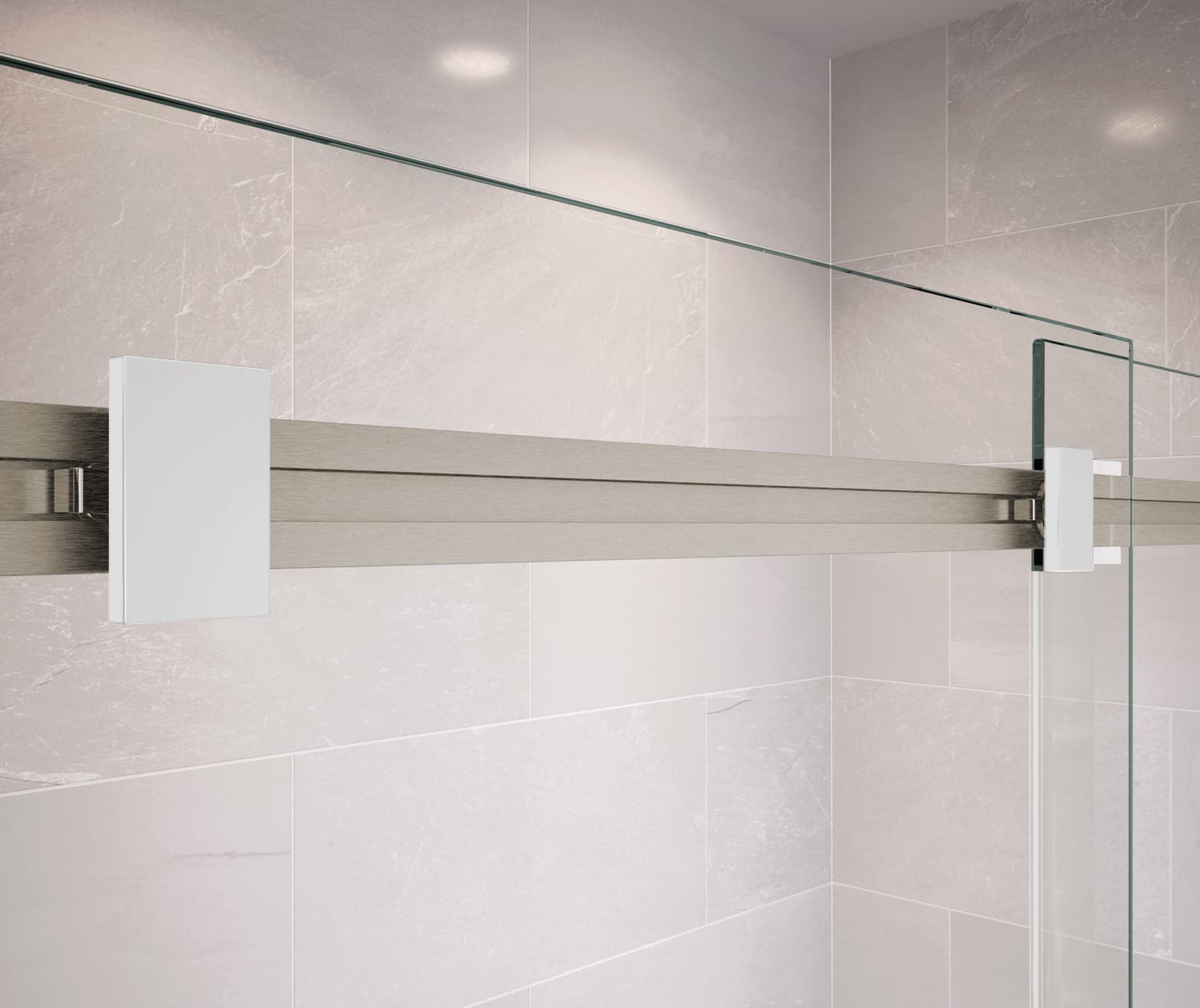 Duel 56-59 x 55 ½ x 59 in. 8 mm Bypass Tub Door for Alcove Installation with Clear glass in Brushed Nickel & Matte White - Plumbing Market