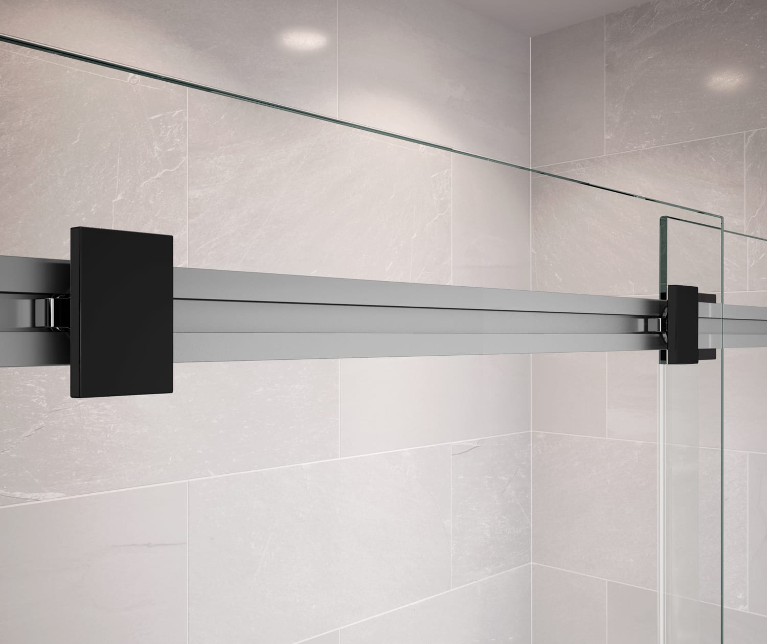 Duel 56-59 x 55 ½ x 59 in. 8 mm Bypass Tub Door for Alcove Installation with Clear glass in Chrome & Matte Black - Plumbing Market