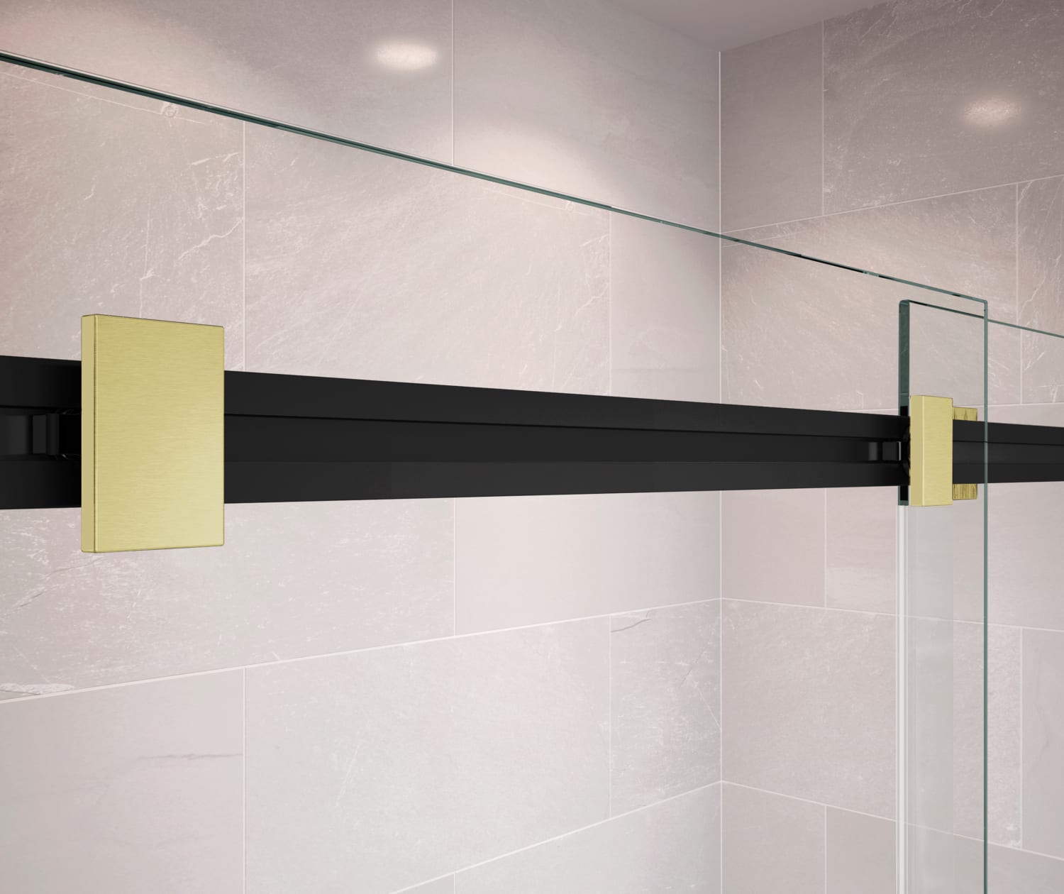 Duel 56-59 x 55 ½ x 59 in. 8 mm Bypass Tub Door for Alcove Installation with Clear glass in Matte Black & Brushed Gold - Plumbing Market