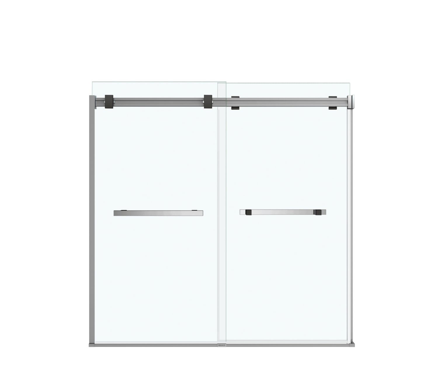 Duel 56-59 x 55 ½ x 59 in. 8 mm Bypass Tub Door for Alcove Installation with Clear glass in Chrome & Matte Black - Plumbing Market