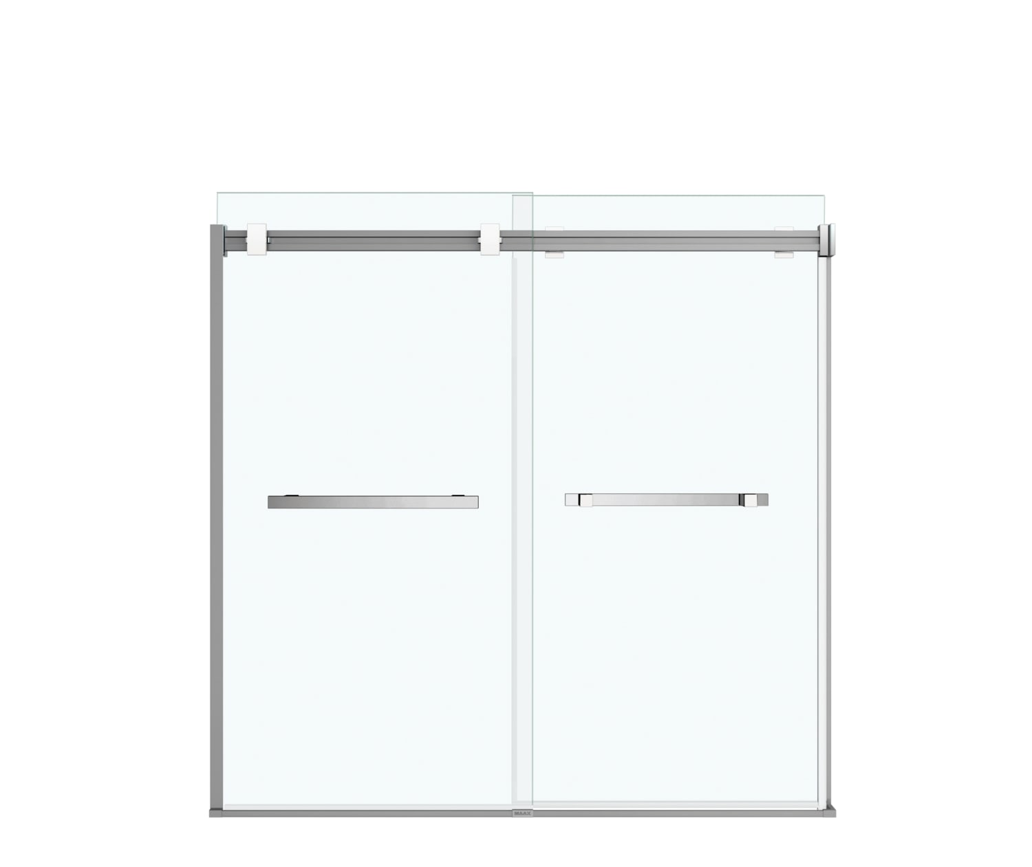 Duel 56-59 x 55 ½ x 59 in. 8 mm Bypass Tub Door for Alcove Installation with Clear glass in Chrome & Matte White - Plumbing Market