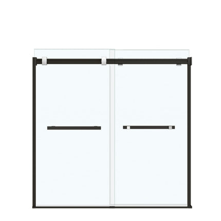 Duel 56-59 x 55 ½ x 59 in. 8 mm Bypass Tub Door for Alcove Installation with Clear glass in Matte Black & Chrome - Plumbing Market