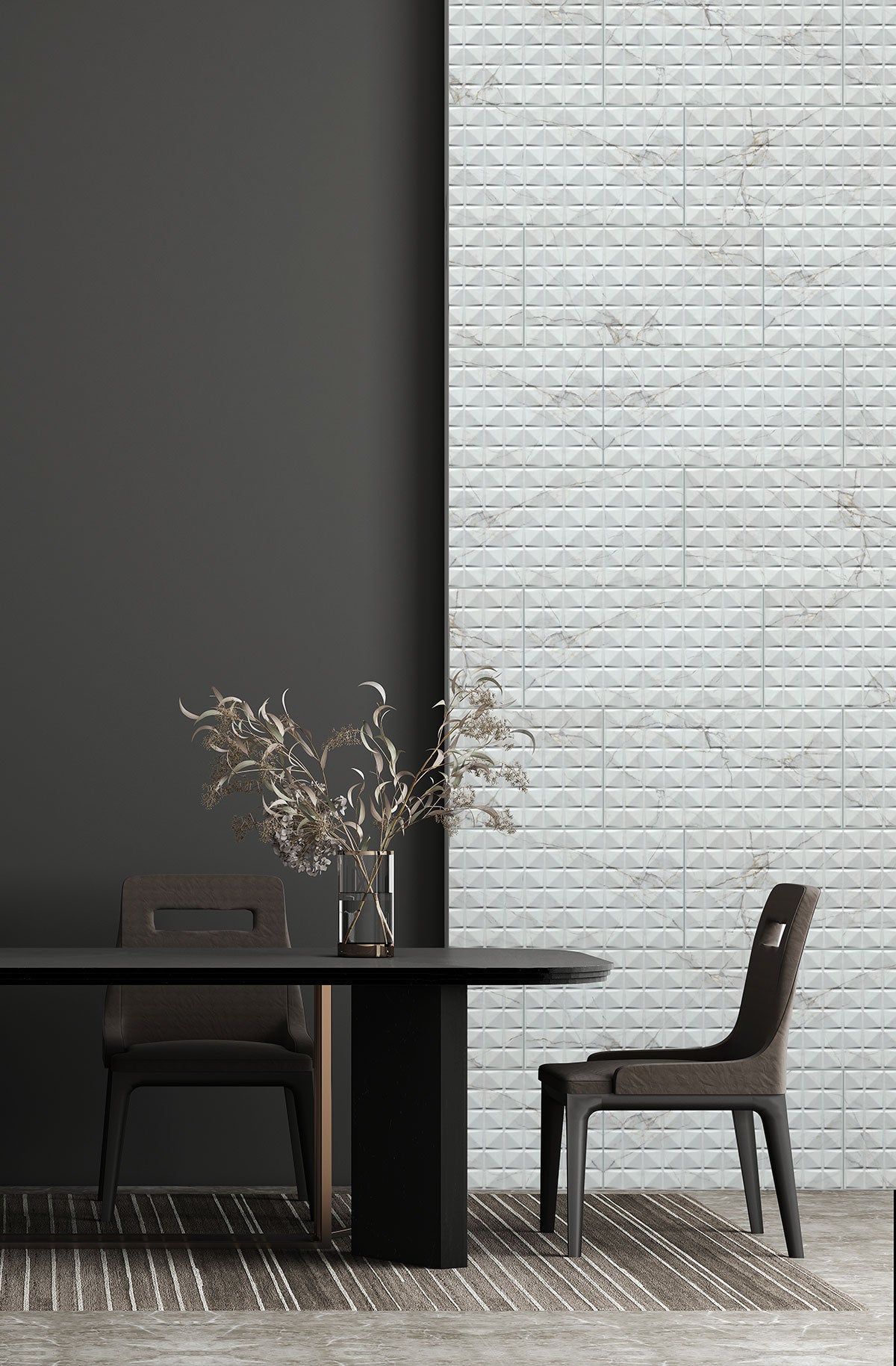 MSI Dymo Calacatta Chex White 12 x 24 Glossy Ceramic tile (NDYMCALCHEWHI1224G-N) – MSI room scene (living room)