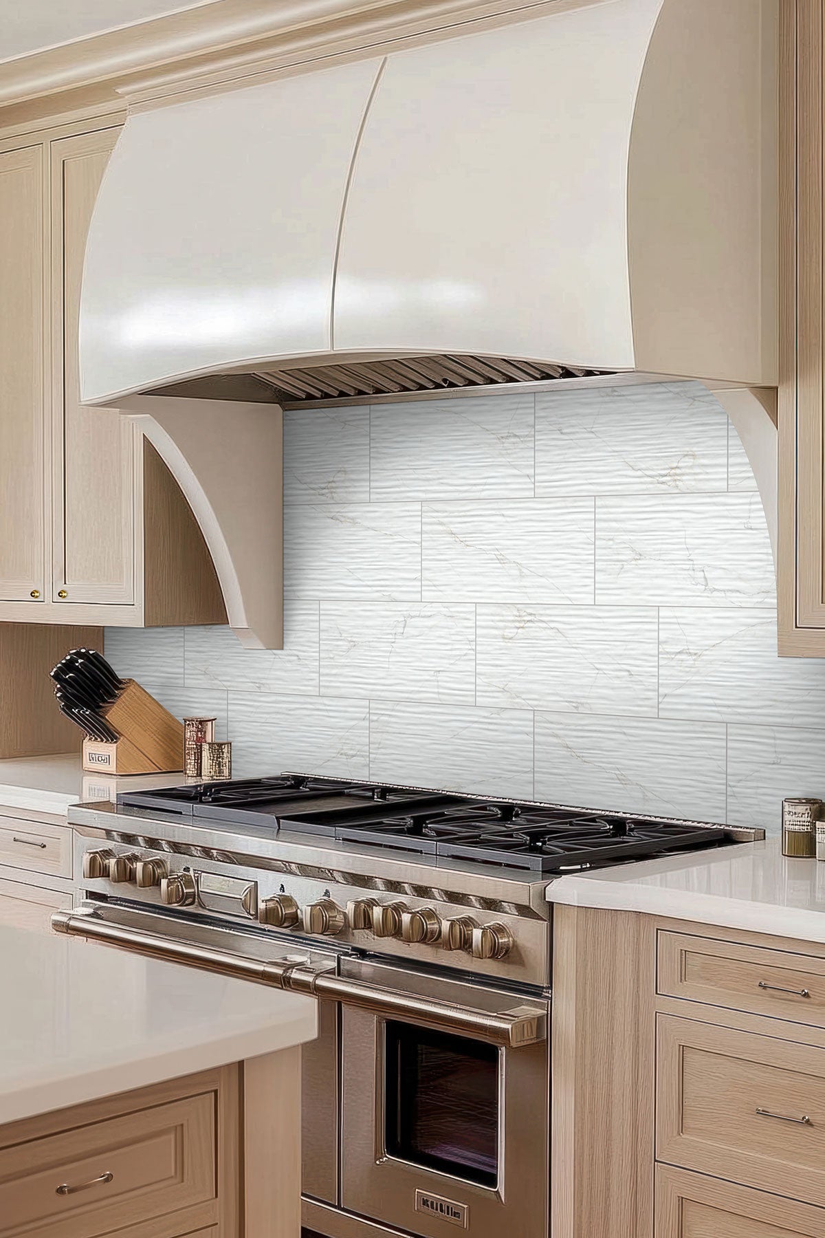 MSI Dymo Calacatta Stripe White 12 x 24 Glossy Ceramic tile (NDYMCALSTRWHI1224G-N) – MSI room scene (kitchen)