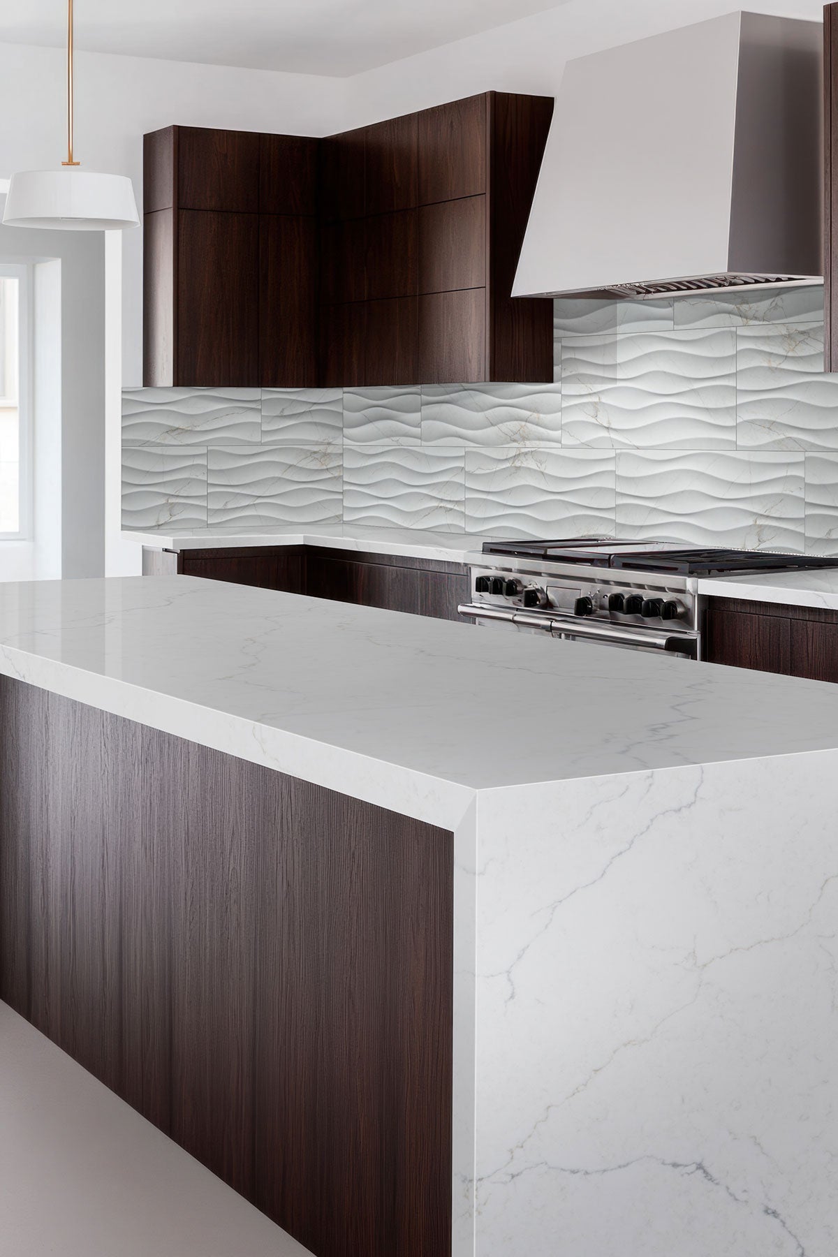 MSI Dymo Calacatta Wavy White 12 x 24 Glossy Ceramic tile (NDYMCALWAVWHI1224G-N) – MSI room scene (kitchen)