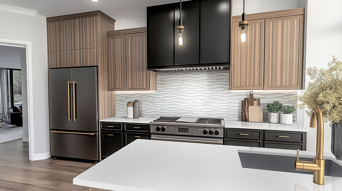 MSI Dymo Calacatta Wavy White 12 x 24 Glossy Ceramic tile (NDYMCALWAVWHI1224G-N) – MSI room scene (kitchen)
