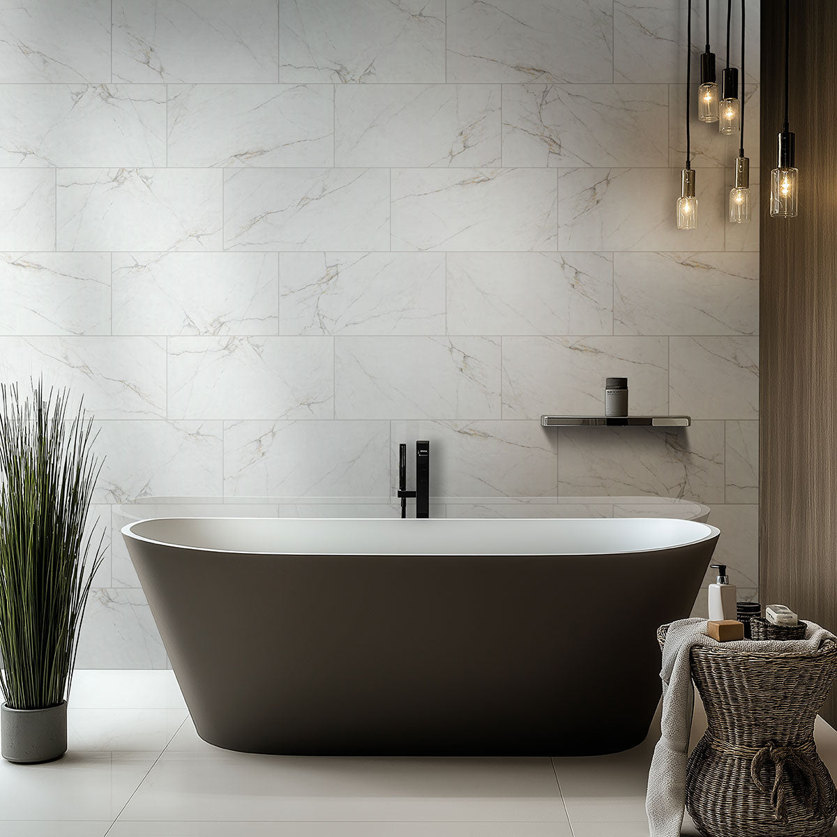 MSI Dymo Calacatta White 12 x 24 Glossy Ceramic tile (NDYMCALWHI1224G-N) – MSI room scene (bathroom)