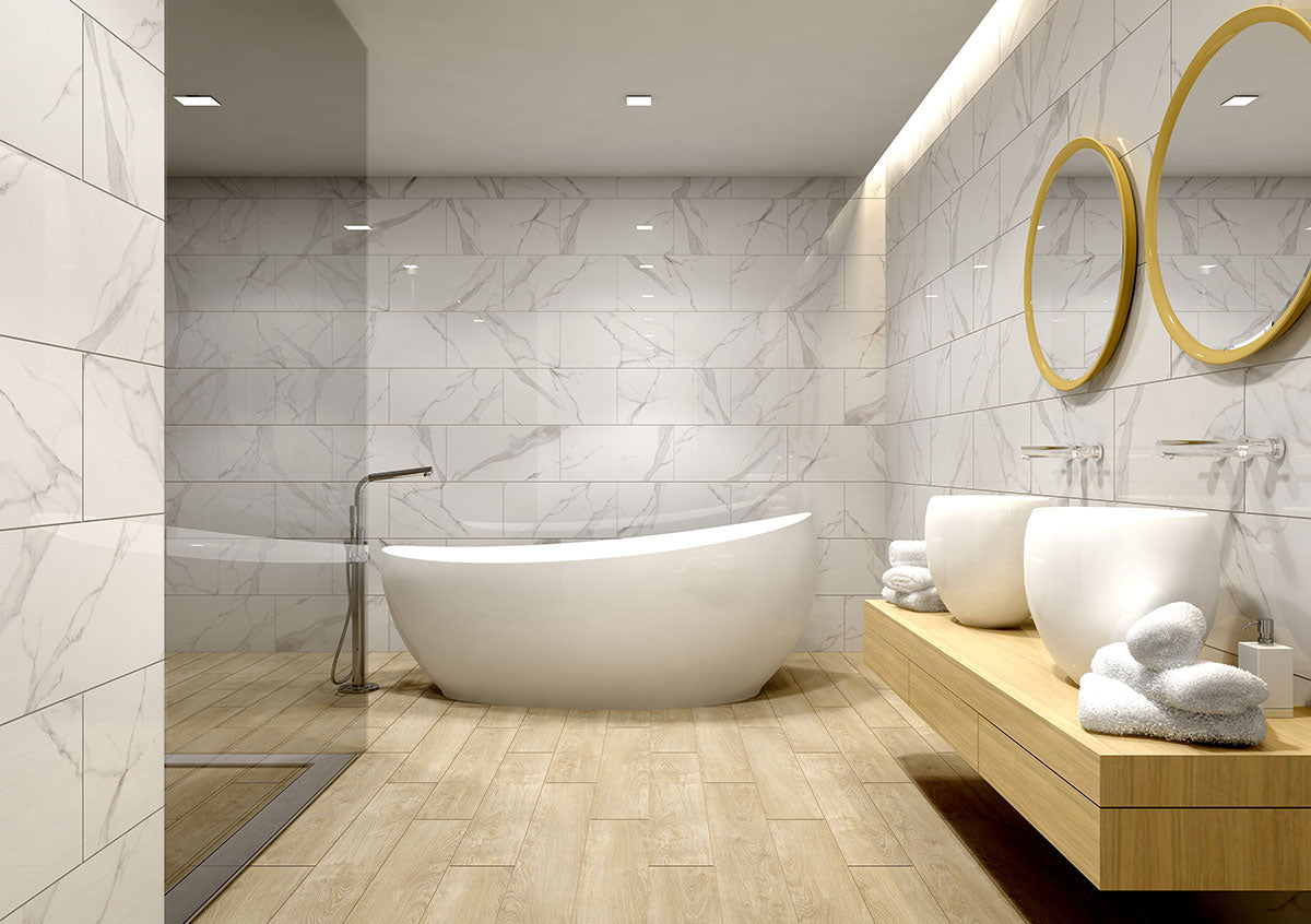 MSI Dymo Statuary 12 x 24 Glossy Ceramic tile (NDYMSTAWHI1224G-N) – MSI room scene