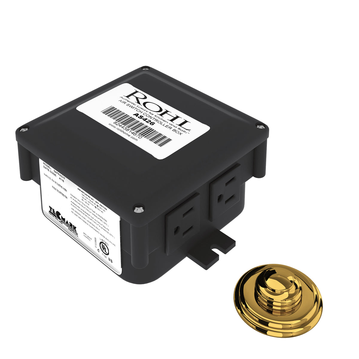 ROHL Waste Disposal Control Box With Air Switch Button AS550 - Unlacquered Brass