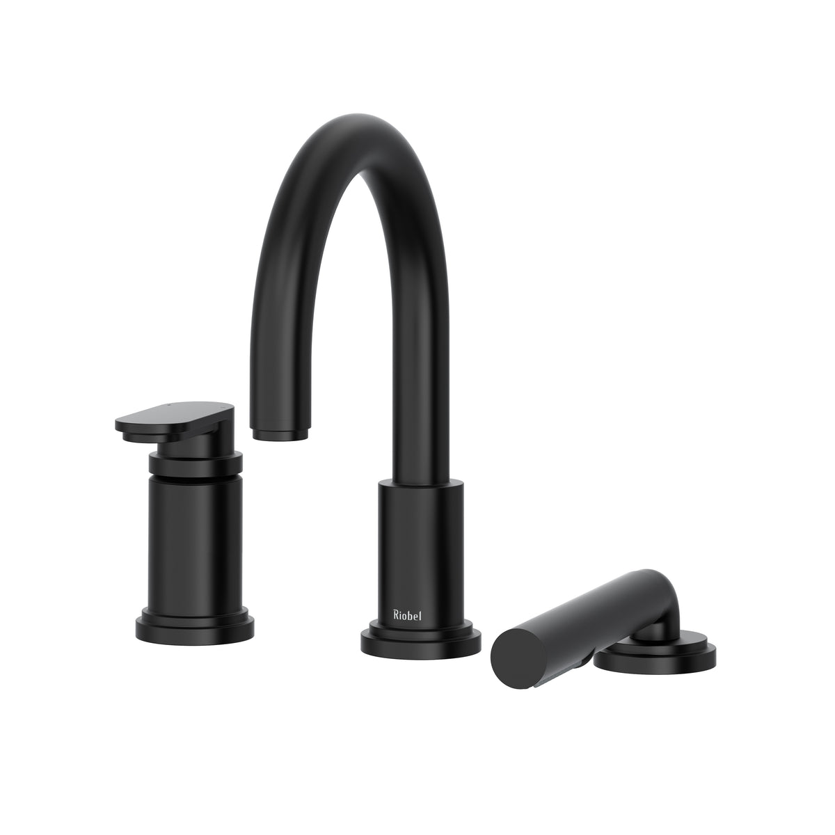 Riobel Arca 3-Hole Pressure Balance Deck-Mount Tub Filler Trim with Hand Shower - Black (TAA16BK)